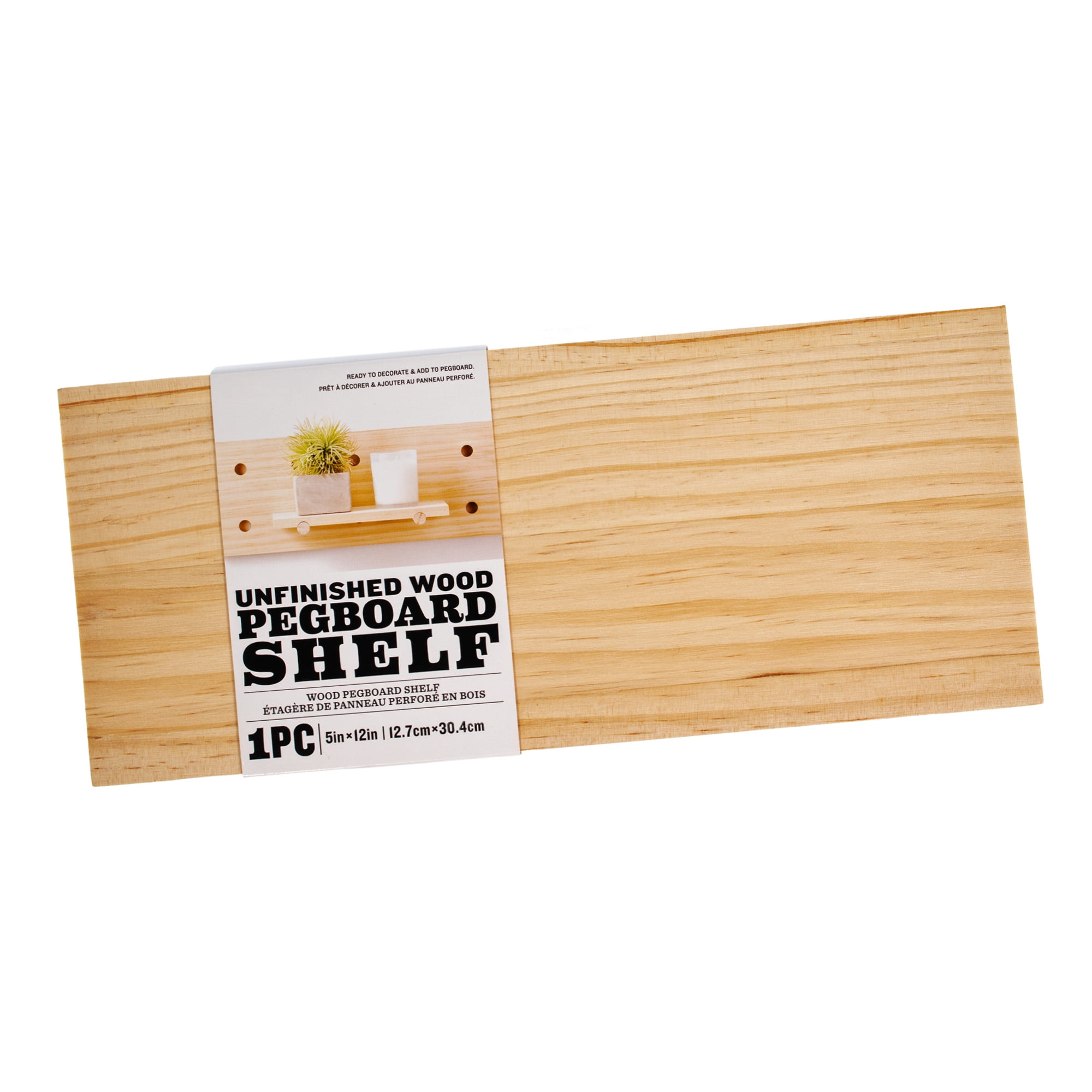 16 Inch Pegboard Shelf Solid Wood Unfinished Poplar 