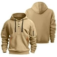 thumbnail image 4 of Hoodies for Men Quater Zip Up Pullover Sweatshirt Casual Workout Mens Hoodies with Pockets, Khaki, Size L, 4 of 6
