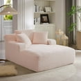 thumbnail image 4 of Miniyam Pink Oversized Chaise Lounge Chair Indoor, Corduroy Upholstered Modern Sofa Couch,No Assembly Required,Comfy Sleeper Sofa for Living Room,Office, 4 of 9