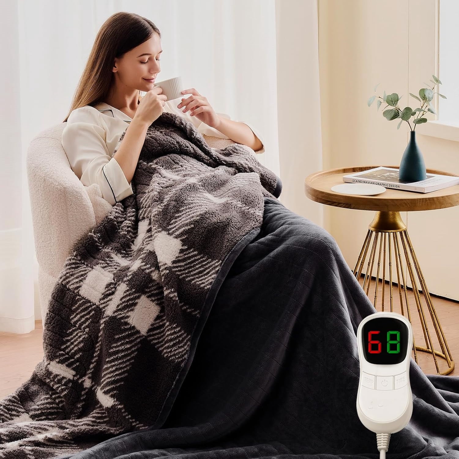 Heated Electric Blanket Full Size - 72"x84" Flannel Heating Blanket with 10 Heating Levels & 5 Time Settings Over-Heat Protection, Winter Warmer for Adults with    Certification（Grey）