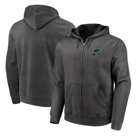Men's Fanatics Branded Heathered Charcoal St. Louis Blues Primary Logo Full-Zip Hoodie