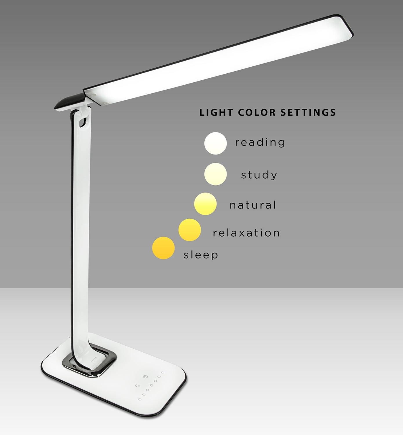 Turcom Dimmable Eye-caring LED Desk Lamp for Chargers with adjustable light intensity and Color