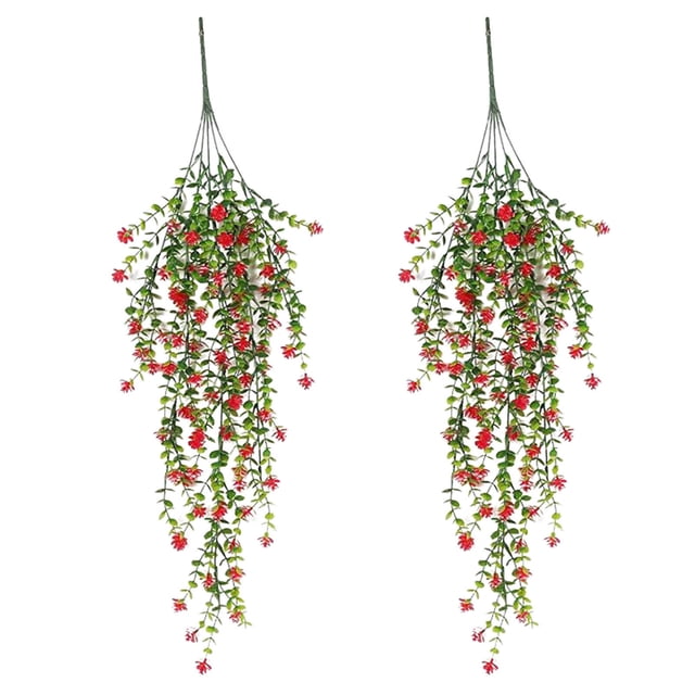 Fiudx Flores Artificiales Colgantes, Diseño Realista, Enredaderas de Plástico de Bajo Mantenimiento, Perfectas para Uso En Interiores y Exteriores, Fácil Cuidado, Tamaño Compacto, Juego de 2 Piezas,