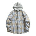 thumbnail image 2 of Maoxin Men's Jacket Versatile Hoodie Basic Men's Classic Scottish Plaid Hooded Shirt Long Sleeve Hooded Casual Outwear Jackets Jackets for Men , Yellow , 5XL, 2 of 5