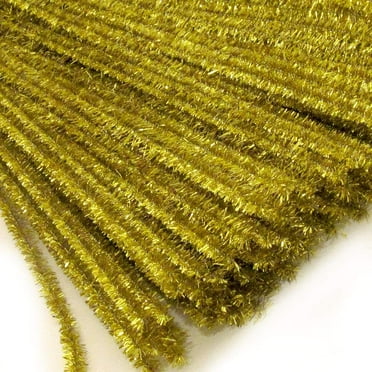 Chenille Sparkly Stems, Pipe Cleaner, 12-in (30-cm), 25-pc, Light Gold