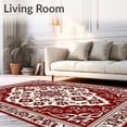 thumbnail image 2 of ODIKA 4'x6' Machine Washable Non-Slip Area Rug, Floral Medallion Heritage Pathway Ornamental High Traffic Rug with Pad, Red, 665387, 2 of 8