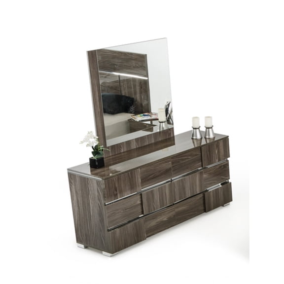39" Grey MDF Veneer and Glass Mirror