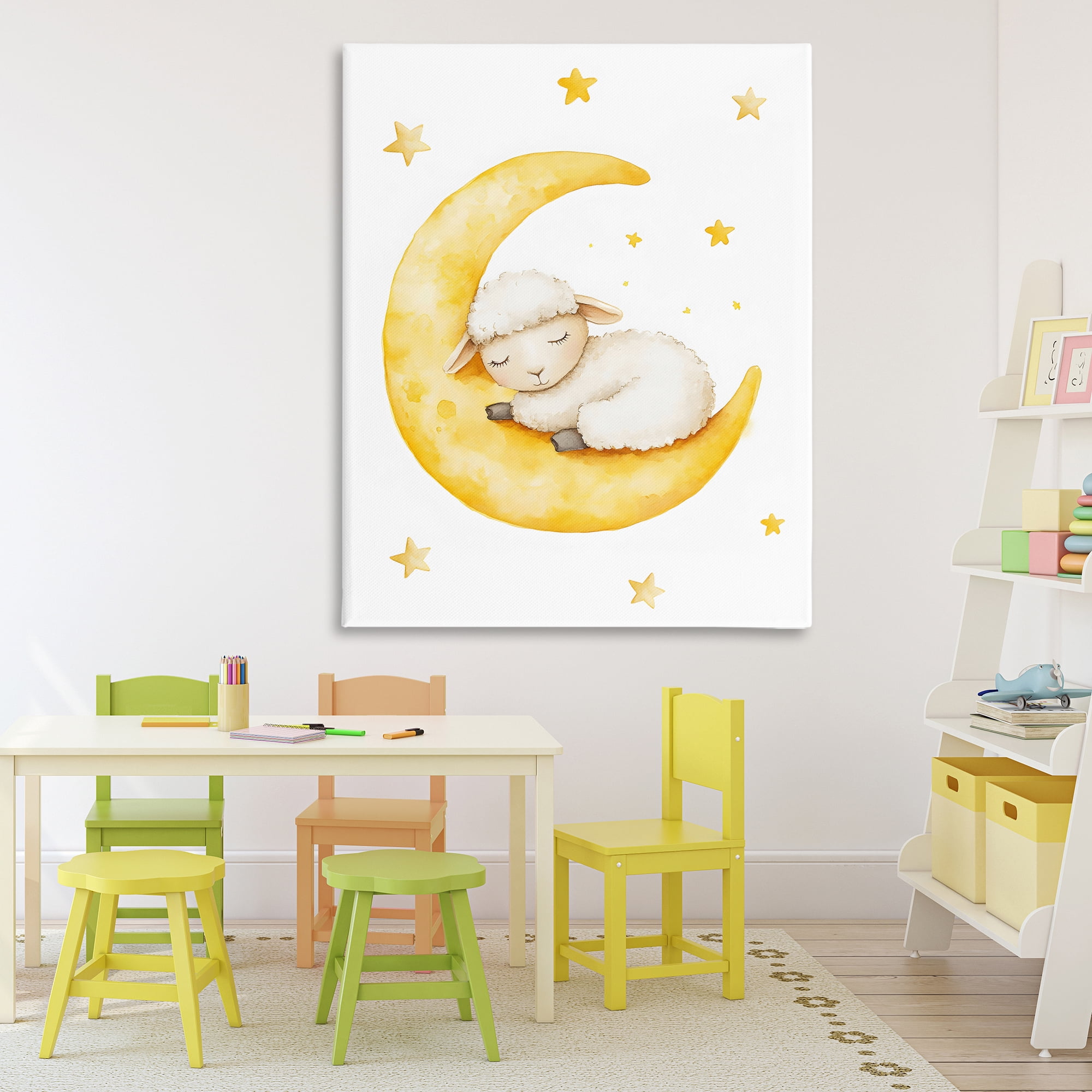 Stupell Industries Sleeping Sheep on Yellow Moon Canvas Wall Art, design by LSR Design Studio