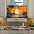 thumbnail image 3 of FREEAMG 36 Inch Length Kitchen Curtains Sunset Tree 2 Panels Half Window Sheer Curtains Rod Pocket Farmhouse Short Drapes for Bathroom Cafe Basement, 3 of 7