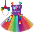 thumbnail image 4 of Disfraz de unicornio para niñas, fiesta de cumpleaños, vestidos de tutú, vestido de princesa unicornio con flores de arco iris, disfraces de Halloween para niñas pequeñas, 4 of 5