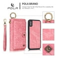 thumbnail image 2 of iPhone XS Wallet Detachable Case, iPhone X Case, Dteck [Weave Style] Zipper Purse Phone Case Multi-functional Folio Flip Leather Removable Magnetic Back Cover, Pink weave, 2 of 7
