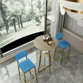 thumbnail image 3 of Spaco Bar Table and Chairs Three Piece Set, Sponge Made Seat Cushions and Backrests, Bar Table with Storage Function and Gold Frame, Bar Chair with Brown Tabletop and Blue Cushion, Blue, 3 of 19