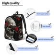 thumbnail image 4 of Naloa Realistic Rose Skull Canvas Backpack for Men Women Rucksack Casual Travel Daypack College Tote Satchel Bookbag for Teens-Small, 4 of 7