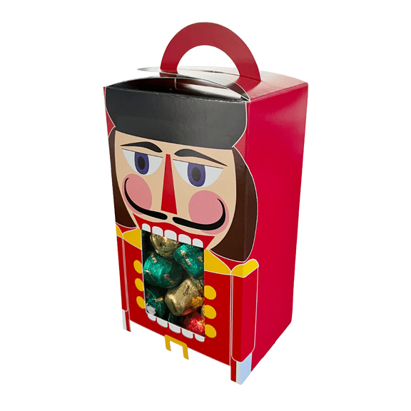 MADE IN USA - 25 Boxes - Fillable (empty) 1/2 lb. Nutcracker candy boxes with Handle 3-7/8" x 3" x 6-13/16"  Food Safe