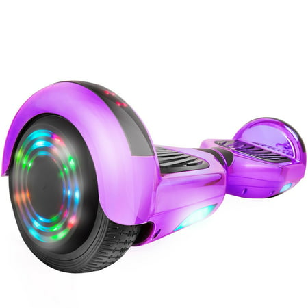 Hoverboard UL2272 Certified 6.5&quot; Flash Wheel Bluetooth Speaker with LED Light Self Balancing Wheel Electric Scooter - Chrome Purple