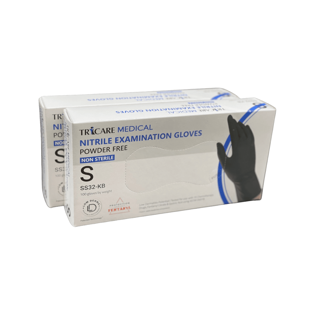 TRICARE Medical Nitrile Gloves, Small, 200 Count, Berry Black, Powder and LatexFree, 3.5 Mil