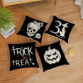 thumbnail image 3 of Halloween Pillow Covers 12x12 Set of 4 Trick or Treat Decorative Throw Pillows Cover Black Skull Pumpkin Pillow Cases Home Outdoor Sofa Couch Cushion Covers for Halloween Decor (12 by 12), 3 of 5