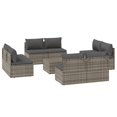 thumbnail image 2 of vidaXL 9 Piece Garden Lounge Set with Cushions Grey Poly Rattan, 2 of 5