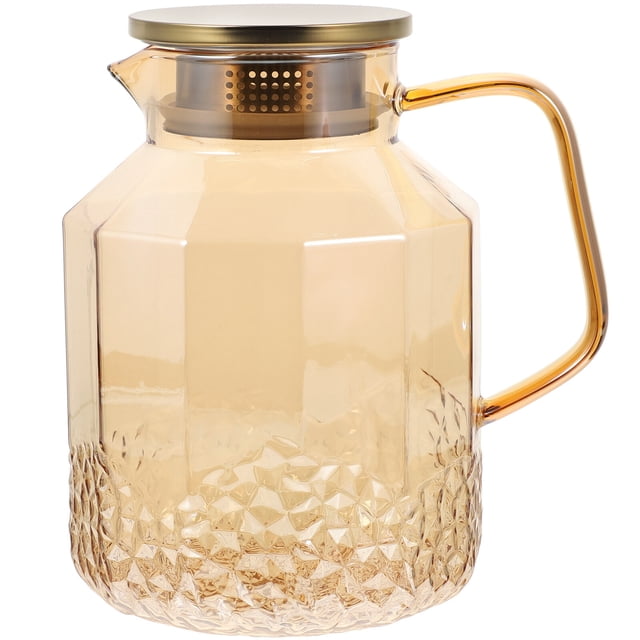 Water Pitcher Glass Kitchen Water Dispenser Glass Pitcher with Infuser Lid Kitchen Glass Pitcher(1800ml)