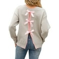 thumbnail image 3 of Duoif Women's Sweaters Women's Backless Knit Sweater with Bow Tie - Daily Pullover Fall Sweaters for Women Grey L, 3 of 9