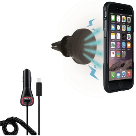 Power Type-C Quick Charger w Air Vent Magnetic Car Mount V3L for Razer Phone 2 - RED Hydrogen