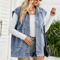 thumbnail image 4 of Defitshape Women's Denim Vest Jean Vest Button Down Sleeveless Blue Medium, 4 of 5