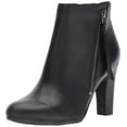 thumbnail image 1 of Sam Edelman Sadee Black Leather Comfort Detailed Zippered Round Toe Ankle Boots (Black Leather, 5), 1 of 5