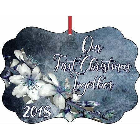 Elegant Christmas Decor Our First Christmas Together 2018 Elegant Aluminum SemiGloss Christmas Ornament Tree Decoration - Unique Modern Novelty Tree Décor Favors ()