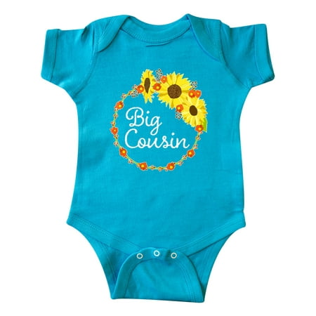 

Inktastic Big Cousin Sunflower Wreath Gift Baby Boy or Baby Girl Bodysuit