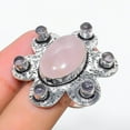 thumbnail image 2 of Natural Rose Quartz, Amethyst Gemstone 925 Sterling Silver Ring Size 7, 2 of 2