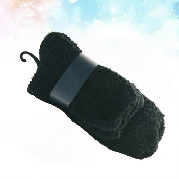 Raindrops 3 Pairs Men Sleeping Socks Fuzzy Slipper Socks Warm Coral Fleece for Winter Black