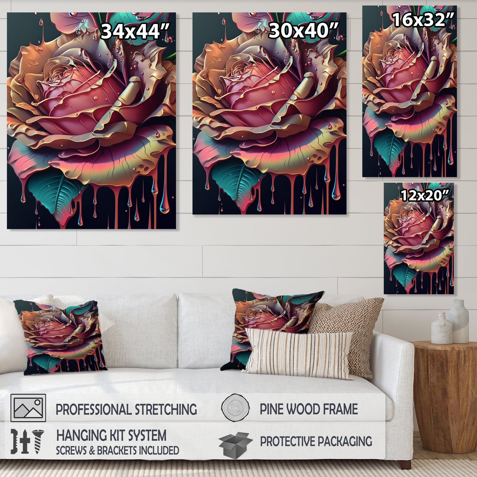 Designart Modern Blooming Rose I Canvas Wall Art