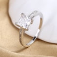 thumbnail image 3 of Womens Square Four-Claw Simulated Diamond Ring, Simple Fashion Copper Geometric Ring for Women, 3 of 8