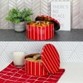 thumbnail image 3 of Decorae Red Striped Cookie Tins (2-pack, 7.75 x 3.6 Inches); Round Baked Goods and Cake Tins for Special Occasions, Christmas, Valentines Day and More, 3 of 10