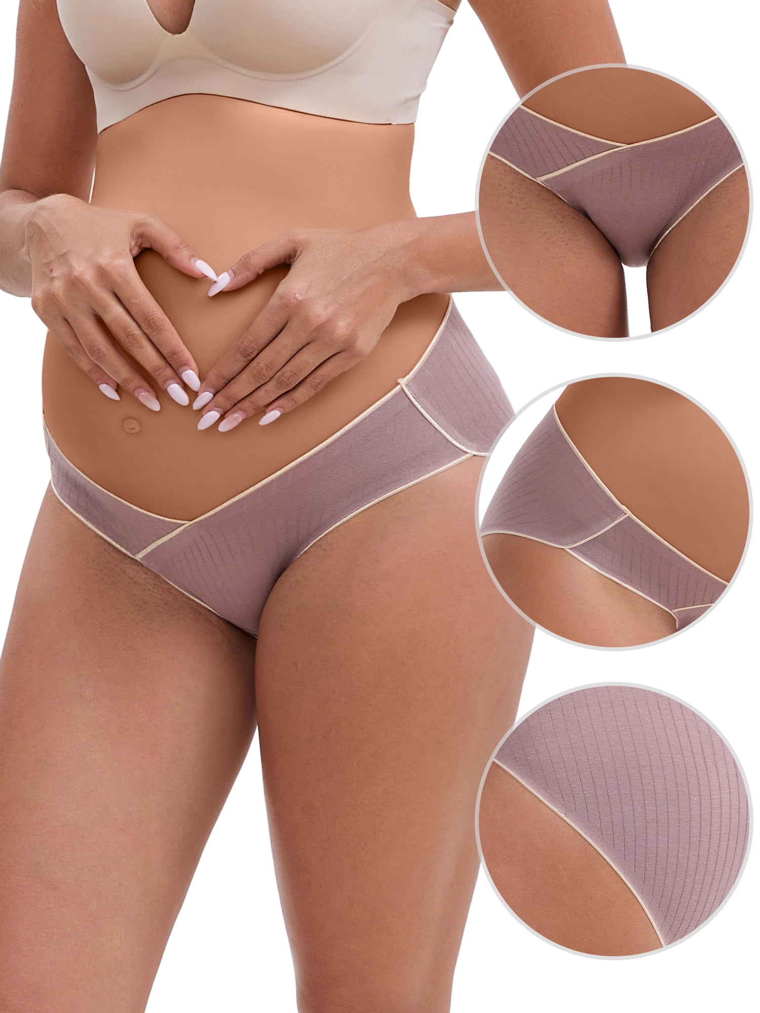 DARING DIVA Hi-Cut Maternity Underwear Under the Bump Briefs M 1 Black 1 Gray 1 Purple