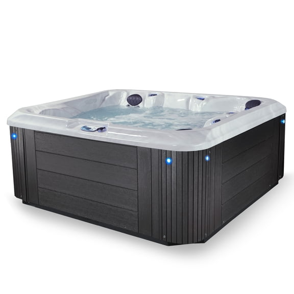 Aqualife by Strong Spas Grand Banks 6 Person Acrylic Lounger Spa, 81 Jets, Lounger, Gray