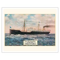 S.S. Wilhelmina - Weekly Sailings from San Francisco to Honolulu - Vintage Ocean Liner Travel Poster c.1917 - Fine Art Matte Paper Print (Unframed) 16x20in