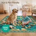 thumbnail image 4 of ODIKA 4'x6' Ultra-Soft Area Rug, Turtle Boho Ocean Mosaic Border Stained Entryway Teal Nautical Flowing Dynamic None Washable, Bare feet friendly, Silk-Touch for Bedroom Home office, 4 of 7