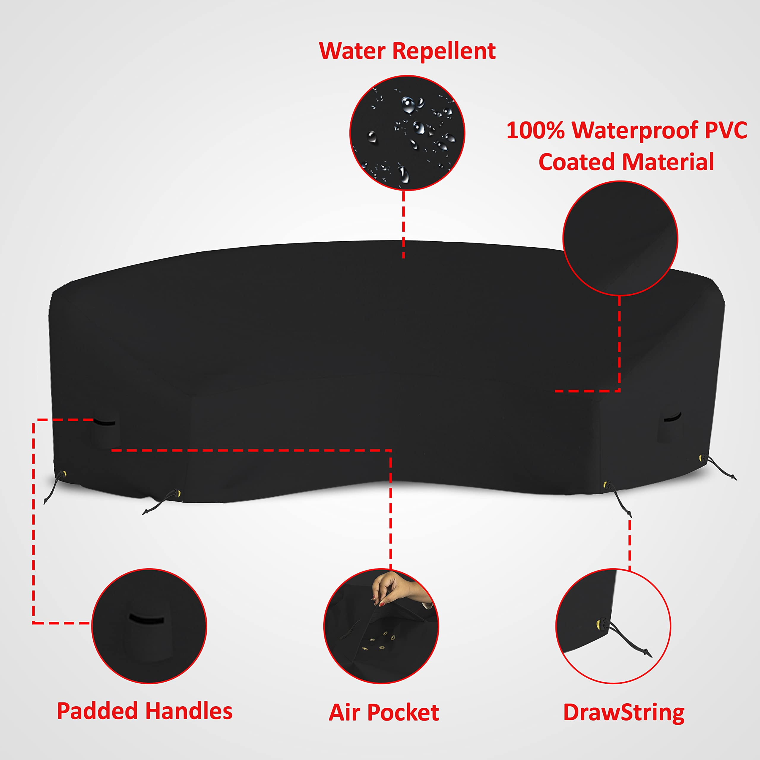 Covers&All Curved Outdoor Couch Cover, 1000D Waterproof, UV-Resistant Patio Furniture Cover