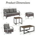 thumbnail image 4 of OPOHORO 7-Piece Outdoor Patio Furniture Set with Sofa, 2 Swivel Rocking Chairs, 2 Ottomans, Coffee Table and Side Table, PE Wicker Deep Seating with Gray Cushions, 4 of 15