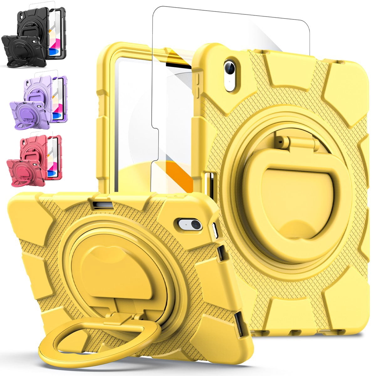 AICase For Apple iPad (A16) Case/iPad 11th Generation 11 Inch (2025) Shockproof Rugged Cover With 360 Rotating Stand Built-in Pencil Holder come with a Screen Protector