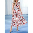 thumbnail image 6 of Women'S 2025 Summer Floral Midi Dress Cap Sleeve V Neck Ruffle Long Flowy Boho Casual Beach Vacation Dresses Picture1 XL, 6 of 7