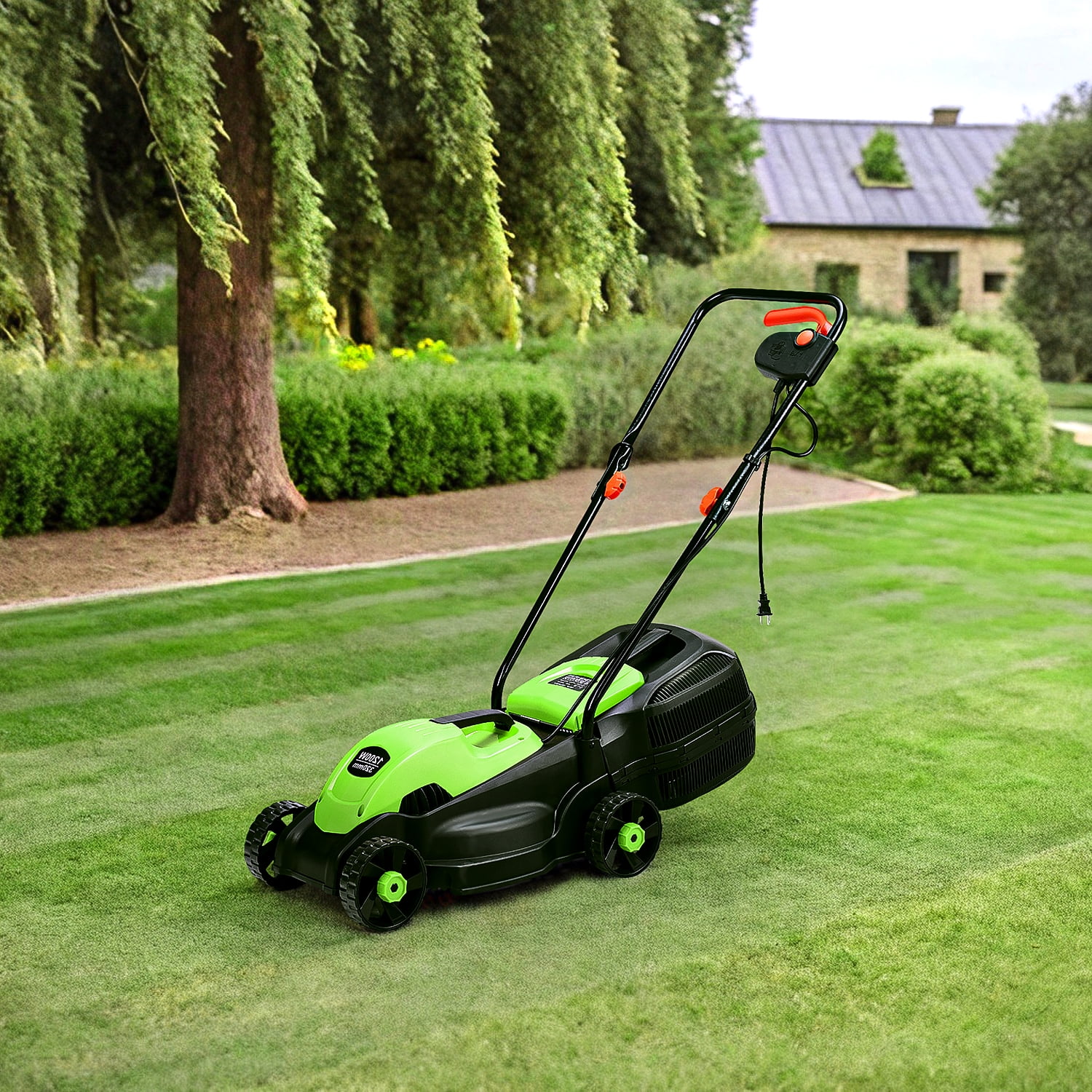 Aimee Lii 14 Inch Electric Push Lawn Corded Mower with Grass Bag for Garden Yard, Green