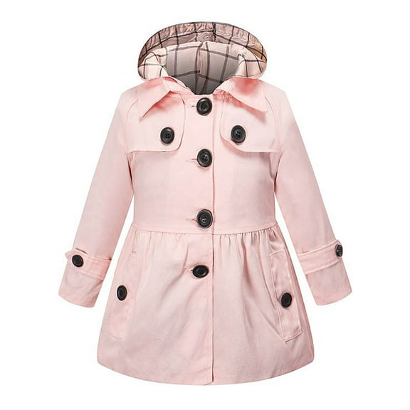 Otqutp Baby Dress Jacket Toddler Kids Girls Boys Casual Button Soild Jacket Coat Long Sleeve Hooded Thicken Outerwear Windbreaker(E,6-7 Years)