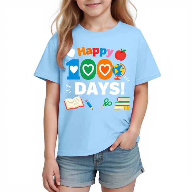 Tops de Manga Corta Linda con Impresión Gráfica Linda para Niños Niños Y Niñas, Camiseta Casual de la Temporada Escolar, Tela Transpirable Suave