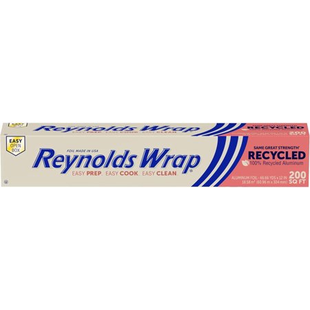 Wrap Recycled Aluminum Foil, Foil Roll, Made From 100% Materials, With Secure Easy Open and Close Tab, 200 Sq. Ft.