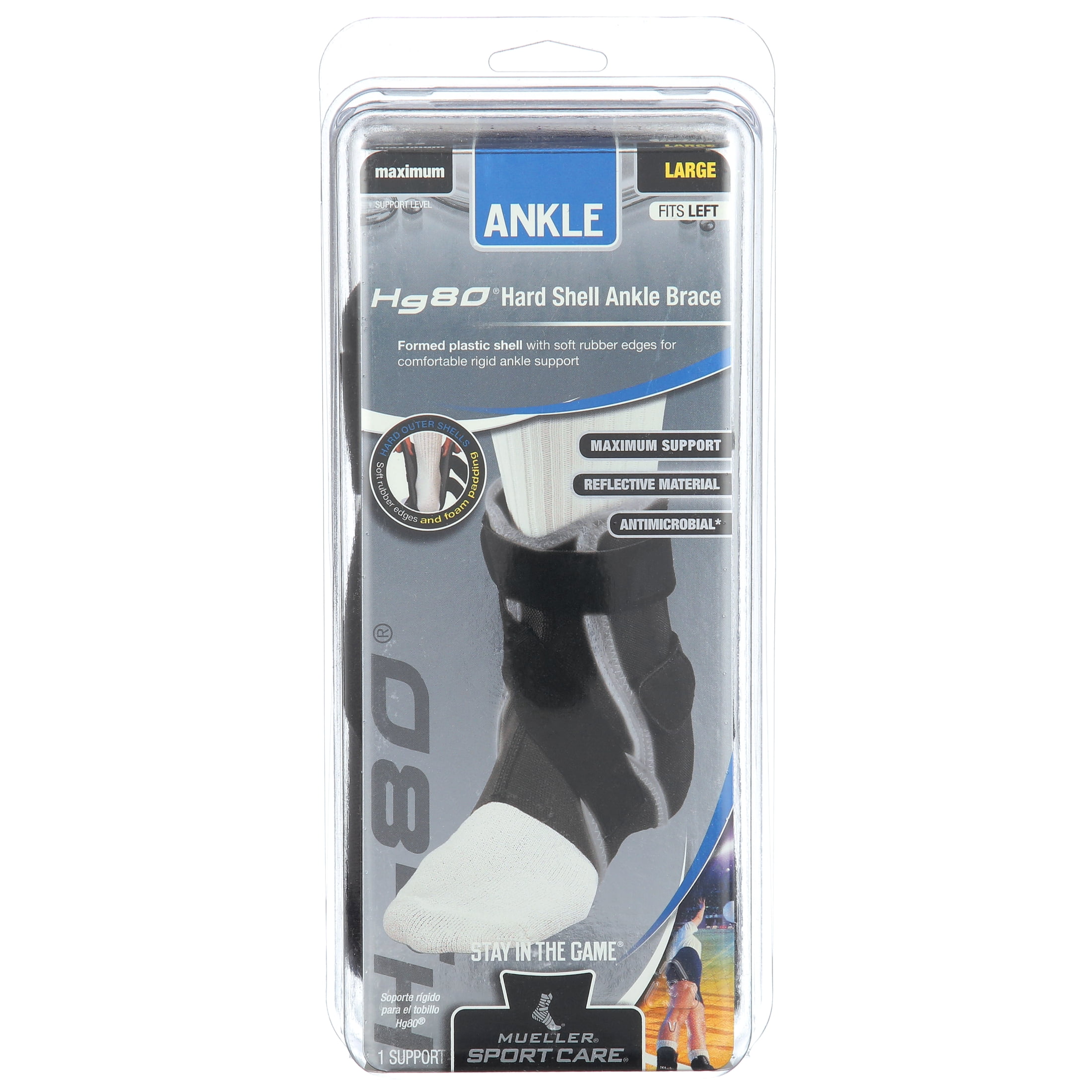 Mueller Hg80 Premium Hard Shell Ankle Brace, Large Left
