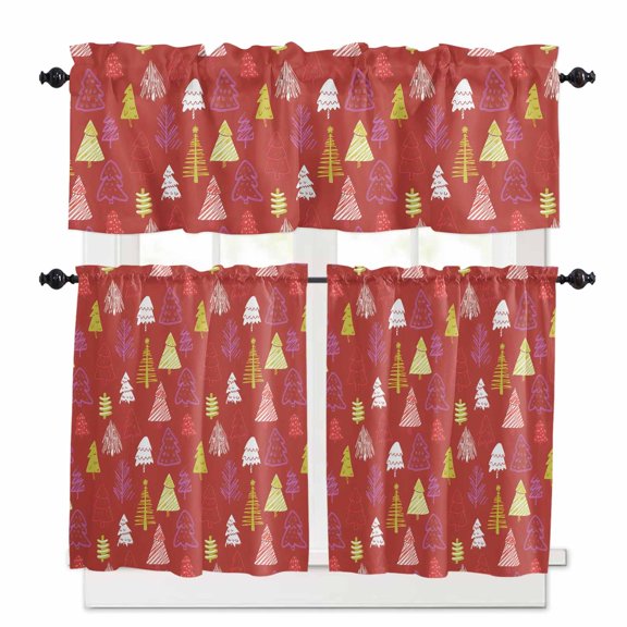 Let it Curtain Valances Set Snow Christmas Winter Blue Snowflake Kitchen Curtains 24 inch Length Rod Pocket Valance and Tiers 3 Piece Set Small Bedroom Bathroom Laundry Decor