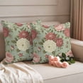 thumbnail image 2 of Spring Pink Roses Pillow Covers 2 Pack Flowers Retro Countryside Pillowcase Waterproof Outdoor Throw Pillow Cover for Patio Garden Square Cushion 16”x16”, 2 of 9