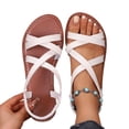 thumbnail image 4 of Yyuenw Casual PU Flat Sandals Women Open Toe Crisscross Straps Lightweight Holiday Dating Summer Shoes, 4 of 9